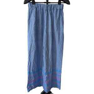 Mesnikoff Womens Blue Wide Leg Striped 100% Silk handmade pants Size M